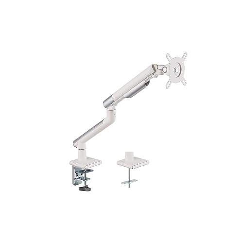 Amer Mounts - Single Monitor Clamp Grommet Mount with Articulating Arm [Arctic Edition] - Supports 17" - 32" Standard LCD Flat Screen Display - HYDRA1A
