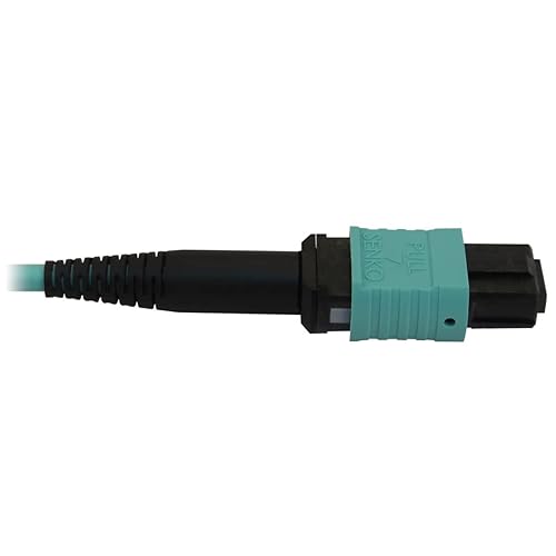 Tripp Lite Multimode Fiber Patch Cable, 50/125 OM3 MTP/MPO (F/F), 12 Fiber, 40/100/400GbE, Aqua LSZH Jacket, 5 Meters / 16.4 Feet, Lifetime Limited Manufacturer's Warranty (N844B-05M-12-P)