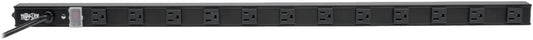 Tripp Lite 12 Outlet Power Strip, 120V, 15A, NEMA 5-15R, 5-15P Plug with 15' Cord, Vertical, Metal, Black, 36" (PS3612B) 15A + 15 ft. Cord (Black) Outlet