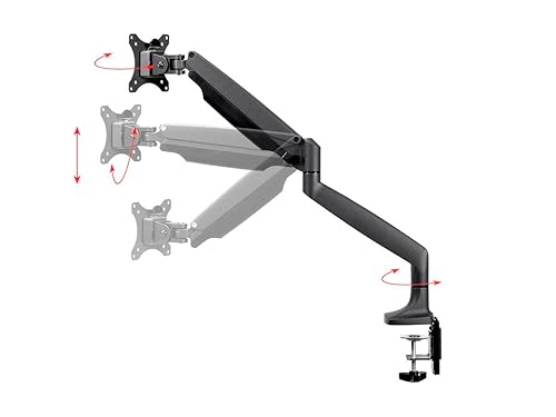 Monoprice Smooth Full Motion Single Monitor Adjustable Gas Spring Desk Mount - Black For Large Screens, Supports Up To 34 inch Monitors, 19.8 LBS Max Display Weight, Easy Set up