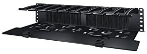 APC Horizontal Cable Manager Deep with Cable Tie-Off Bottom Plate, Single-Sided with Cover Components,Black (AR8603A)