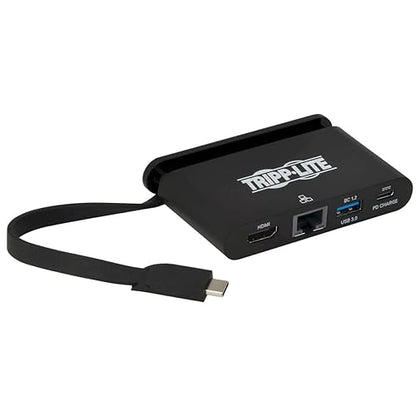 Tripp Lite USB C Docking Station Adapter Converter 4K W/ HDMI Gigabit Ethernet USB-A Hub & PD Charging Thunderbolt 3 Compatible