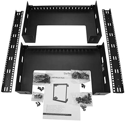 StarTech.com 15U 19" Wall Mount Network Rack - 12" Deep 2 Post Open Frame Server Room Rack for Data/AV/IT/Computer Equipment/Patch Panel with Cage Nuts &amp; Screws 200lb Capacity, Black (RK15WALLO) 15U Rack