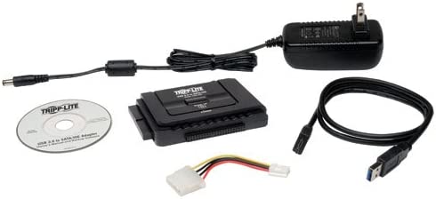 Tripp Lite USB 3.0 SuperSpeed to Serial ATA (SATA) and IDE Adapter for 2.5in or 3.5in Hard Drives(U338-000) Black USB to SATA