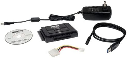 Tripp Lite USB 3.0 SuperSpeed to Serial ATA (SATA) and IDE Adapter for 2.5in or 3.5in Hard Drives(U338-000) Black USB to SATA