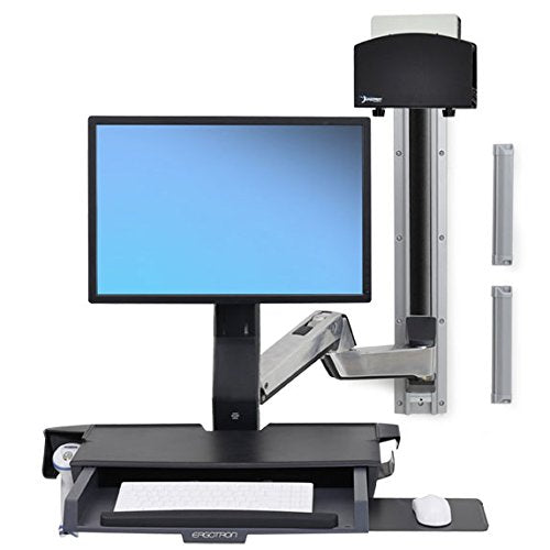 Ergotron 97-858-026 StyleView Sit-Stand Combo Extender - Short - mounting Component (Extender arm, Wall Track Slider, arm Cover) - Polished Aluminum, high-Grade Plastic - Silver