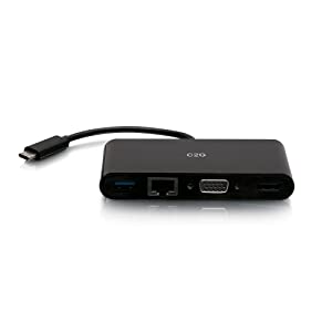 C2g/ cables to go USB-C® to HDMI®, VGA, USB-A, and RJ45 Multiport Adapter - 4K 30Hz - Black