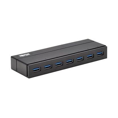 Tripp Lite 7-Port USB-A Mini Hub - USB 3.2 Gen 1, Up to 5 Gigabits per Second, Plug-and-Play No Software Needed, International Plug Adapters for UK, EU, & Australia (U360-007-INT)