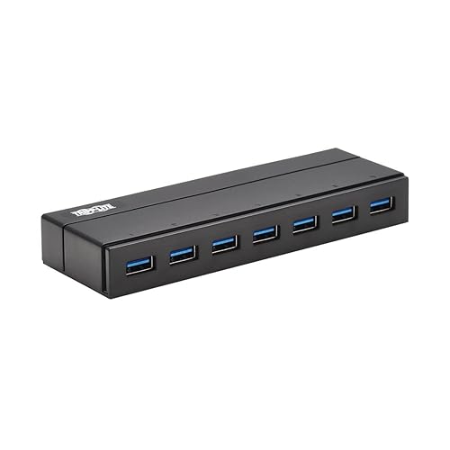 Tripp Lite 7-Port USB-A Mini Hub - USB 3.2 Gen 1, Up to 5 Gigabits per Second, Plug-and-Play No Software Needed, International Plug Adapters for UK, EU, & Australia (U360-007-INT)