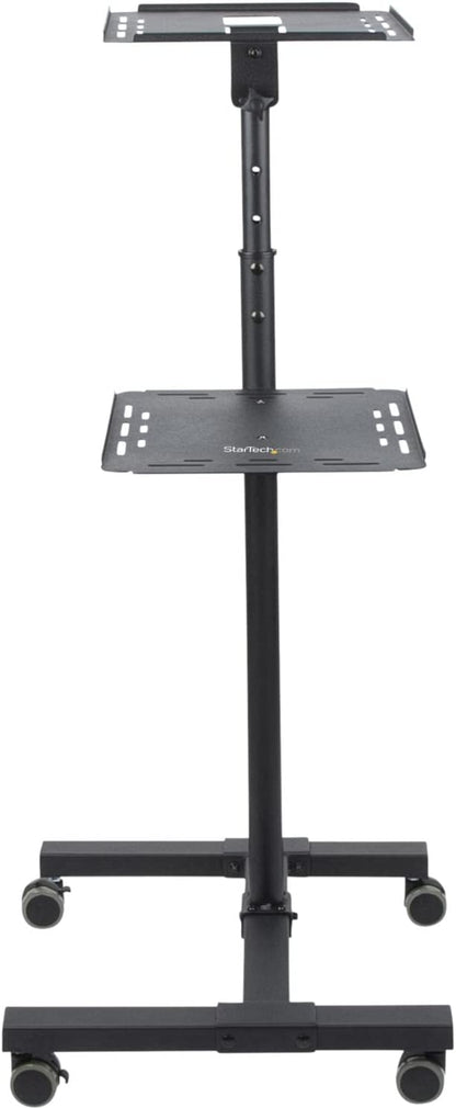 StarTech.com Mobile Projector and Laptop Stand/Cart - Heavy Duty Portable Projector Stand (2 Shelves, hold 22lb/10kg each) - Height Adjustable Rolling Presentation Cart w/Lockable Wheels (ADJPROJCART)