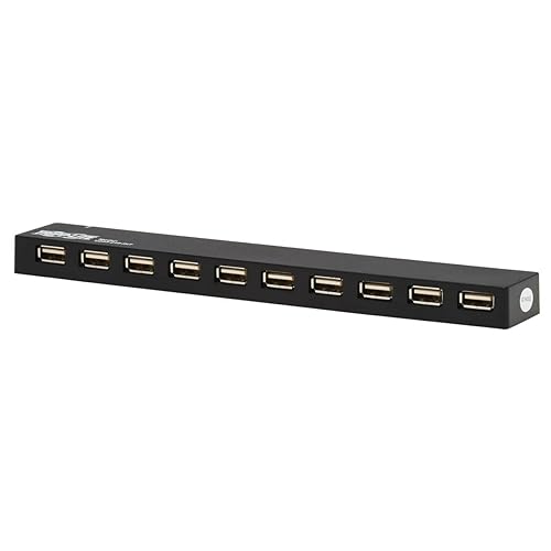 Tripp Lite 10-Port USB-A Hub - USB 2.0, Up to 480 Megabytes per Second, Plug-and-Play No Software, International Plug Adapters for North America, UK, EU, & Australia - 3-Year Warranty (U223-010-INT) 10-Port, USB 2.0