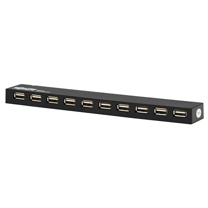 Tripp Lite 10-Port USB-A Hub - USB 2.0, Up to 480 Megabytes per Second, Plug-and-Play No Software, International Plug Adapters for North America, UK, EU, & Australia - 3-Year Warranty (U223-010-INT) 10-Port, USB 2.0