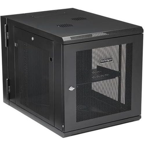 StarTech.com 4-Post 12U Wall Mount Network Cabinet w/ 1U Shelf, 19 Wall-Mounted Server Rack for IT / Data Computer Equipment 12U| 24 Depth Cabinet