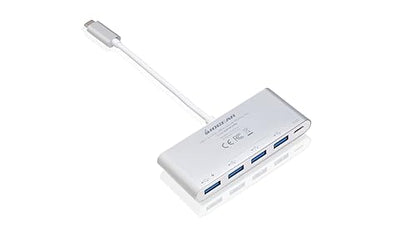 IOGEAR USB-C to 4 Port USB-A Hub with Power Delivery Pass-Through - USB 3.1 (Gen 1) Type C - External - 5 USB Port(s) - 4 USB 3.0 Port(s) - PC, Mac