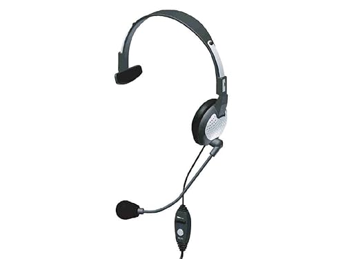 Andrea Communications NC-181VM USB On-Ear Monaural Computer Headset with Noise-canceling Microphone, in-line Volume/Mute Controls, and Built-in External Sound Card and USB Plug, Black, Grey, Silver