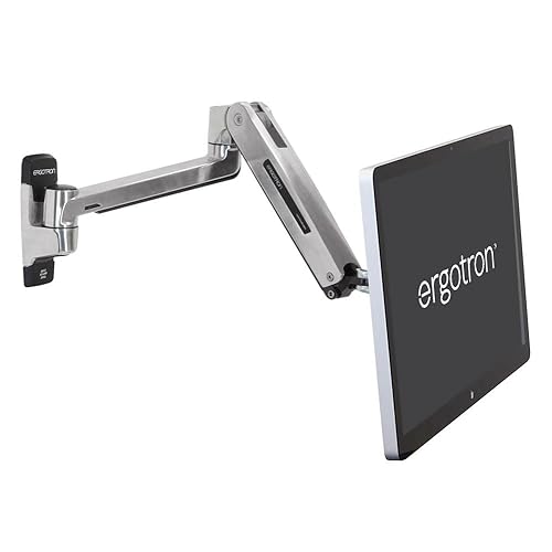 Ergotron – LX HD Sit-Stand Single Monitor Arm, VESA Wall Mount – for Monitors Up to 49 Inches, 14 to 30 lbs – Polished Aluminum 14-30 lbs