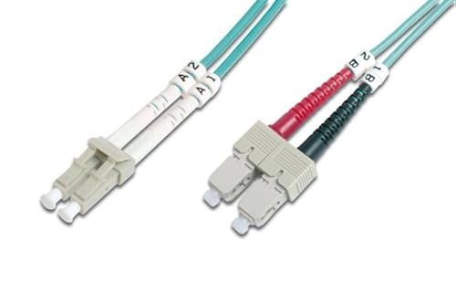 AddOn 7m LC (Male) to SC (Male) Aqua OM4 Duplex Fiber OFNR (Riser-Rated) Patch Cable - 100% compatible and guaranteed to work in OM4 and OM3 applications