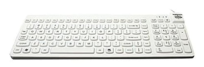 Man & Machine Low Profile Premium Waterproof Disinfectable Keyboard - Cable Connectivity - USB Interface - English, French - Computer - PC, Mac - Industrial Silicon Rubber Keyswitch - White