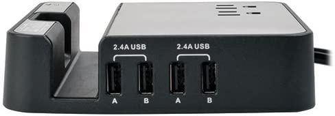Tripp Lite 2 Outlet Surge Protector Charging Station, 4 USB Charging Ports, 6ft. Cord, $50K Insurance &amp; Lifetime Warranty (TLP26USBB) 2 Outlet + USB + 6ft Cord Charging Station