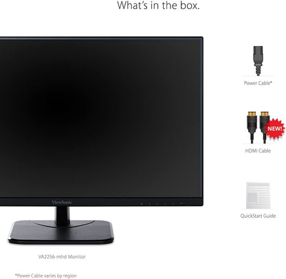 ViewSonic VA2256-MHD 22 Inch IPS 1080p Monitor with Ultra-Thin Bezels, HDMI, DisplayPort and VGA Inputs for Home and Office 22-Inch