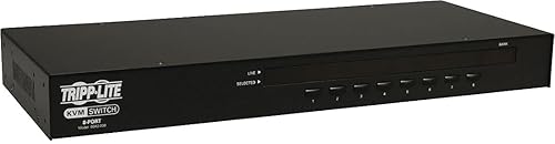 Tripp Lite by Eaton 8-Port 1U Rack-Mount USB/PS2 KVM Switch with On-Screen Display - 8 x 1 - 8 x HD-15 - 1U - Rack-mountable