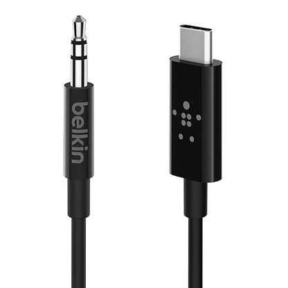 Belkin Rockstar USB-C to 3.5 mm Audio Cable, 3 Feet, Black (F7U079bt03-BLK) Black 3' USB-C to 3.5mm