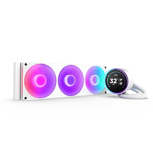 NZXT Kraken Elite 360 RGB - AIO CPU Liquid Cooler - 360mm Radiator - F360 RGB Core Fan - Customizable 2.72" IPS LCD - NZXT Turbine Pump - AMD® AM5, AM4 - Intel® LGA 1851/1700, 1200/115X - White White 360mm Radiator Kraken Elite RGB
