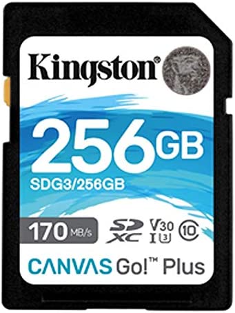 Kingston 256GB SDXC Canvas Go Plus 170MB/s Read UHS-I, C10, U3, V30 Memory Card (SDG3/256GBcr)