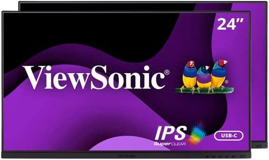 ViewSonic VG2455_56A_H2 24 Inch Dual Pack Head-Only 1080p IPS Monitors with USB 3.2 Type C with 90W Power Delivery, Docking Built-In, HDMI, VGA for Home and Office 24-Inch Dual Pack