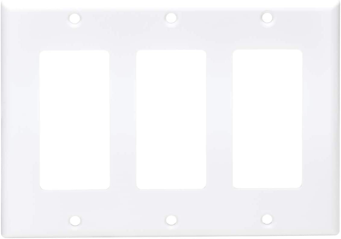 Tripp Lite Triple Gang Wall Plate, 3-Gang Decora Style Face Plate, Device Plate Cover, Vertical, White (N042-100-WH) Triple-Gang Face Plate
