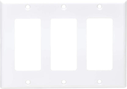Tripp Lite Triple Gang Wall Plate, 3-Gang Decora Style Face Plate, Device Plate Cover, Vertical, White (N042-100-WH) Triple-Gang Face Plate