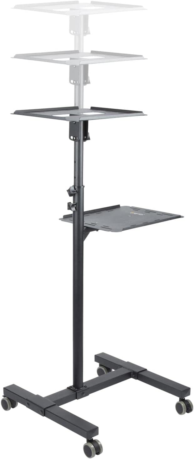 StarTech.com Mobile Projector and Laptop Stand/Cart - Heavy Duty Portable Projector Stand (2 Shelves, hold 22lb/10kg each) - Height Adjustable Rolling Presentation Cart w/Lockable Wheels (ADJPROJCART)