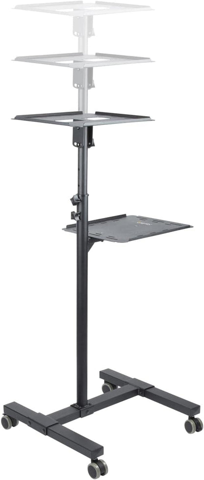 StarTech.com Mobile Projector and Laptop Stand/Cart - Heavy Duty Portable Projector Stand (2 Shelves, hold 22lb/10kg each) - Height Adjustable Rolling Presentation Cart w/Lockable Wheels (ADJPROJCART)