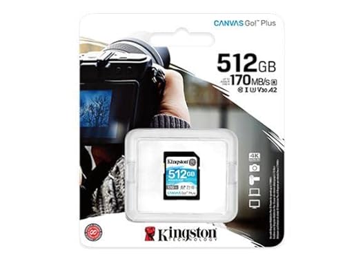 Kingston 512GB SDXC Canvas Go Plus 170MB/s Read UHS-I, C10, U3, V30 Memory Card (SDG3/512GBCR)