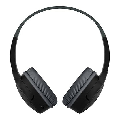 Belkin SoundForm Children's Mini Wireless Headphones with Built-in Microphone and Fun Sticker 30 Hours Playback - Study Holidays on Ear Headphones for iPhone, iPad, Galaxy, Black