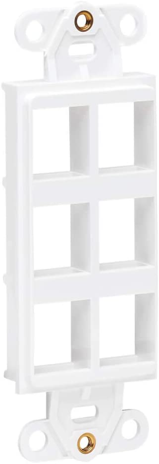 Tripp Lite Decora Wall Plate Insert, Decorative Center Plate, Vertical 6 Port Keystone Jack, White (N042D-006V-WH) 6 Ports Center Plate