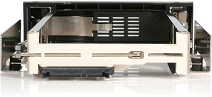 StarTech.com 5.25in Trayless Hot Swap Mobile Rack for 3.5in Hard Drive - Internal SATA Backplane Enclosure - Lockable drive bay (HSB100SATBK) Black Tray-less