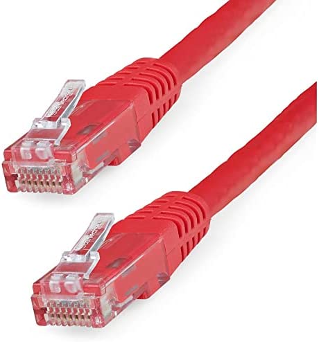 StarTech.com 20ft CAT6 Ethernet Cable - Red CAT 6 Gigabit Ethernet Wire -650MHz 100W PoE++ RJ45 UTP Molded Category 6 Network/Patch Cord w/Strain Relief/Fluke Tested UL/TIA Certified (C6PATCH20RD) Red 20 ft/6.1 m