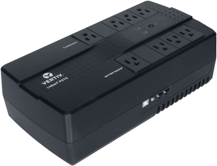 Liebert PST5 UPS-500VA/300W 120V, Standby Power,8 Outlets,Network Protection,3 Year Warranty, Shutdown software, Uninterruptible Power Supply, Battery Backup with Surge Protection(PST5-500MT120),Black 500VA UPS