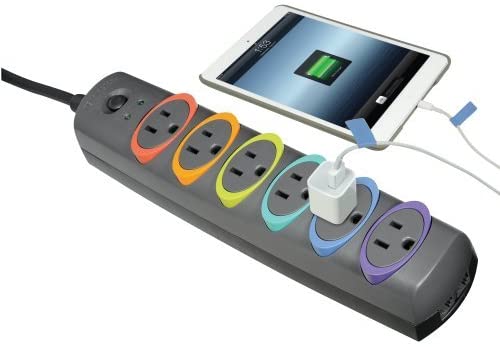 Kensington SmartSockets 6-Outlet, 6-Foot Cord, &amp; 670 Joules Basic Surge Protector (K62146NA) Basic (670 Joules, 6' Cord)