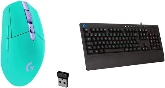 Logitech G305 Lightspeed Wireless Gaming Mouse, 250h Battery Life, On-Board Memory, PC/Mac - Mint Logitech G213 Prodigy Gaming Keyboard, LIGHTSYNC RGB Backlit Keys, Dedicated Multi-Media Keys – Black Mint Mouse + Keyboard