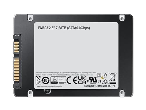 Samsung PM893 7.68 TB Solid State Drive - 2.5" Internal - SATA (SATA/600) - 14016 TB TBW - 550 MB/s Maximum Read Transfer Rate - 256-bit AES Encryption Standard