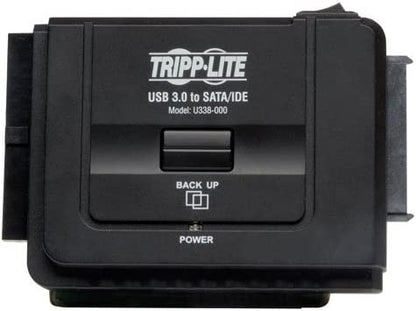 Tripp Lite USB 3.0 SuperSpeed to Serial ATA (SATA) and IDE Adapter for 2.5in or 3.5in Hard Drives(U338-000) Black USB to SATA