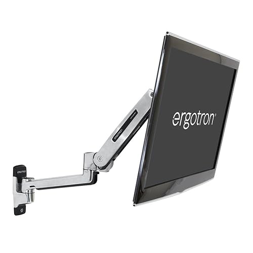 Ergotron – LX Sit-Stand Single Monitor Arm, VESA Wall Mount – for Monitors Up to 42 Inches, 7 to 25 lbs – Polished Aluminum 7-25 lbs
