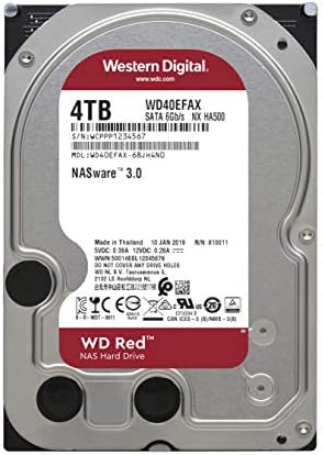 Western Digital 4TB WD Red NAS Internal Hard Drive HDD - 5400 RPM, SATA 6 Gb/s, SMR, 256MB Cache, 3.5" - WD40EFAX