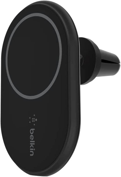 Belkin Magnetic Wireless Car Charger - MagSafe Compatible Car Mount Wireless Charger - Air Vent Mount With Included Power Supply for iPhone 14, iPhone 13 &amp; iPhone 12 - Car Magnetic Phone Mount Charger Charging Mount