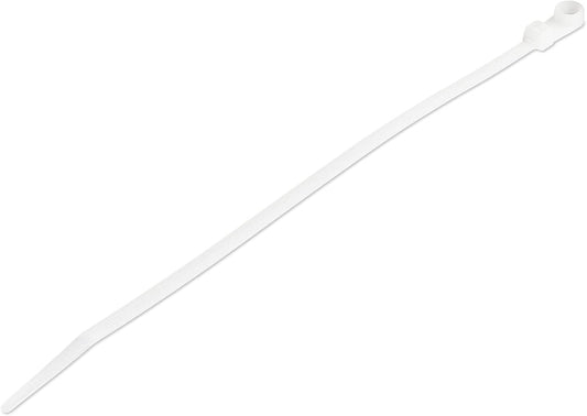 StarTech.com 8"(20cm) Cable Ties with Mounting Hole - 1/8"(4mm) Wide, 2"(52mm) Bundle Diameter, 50lb(22kg) Tensile Strength, Nylon 66 Self Locking Ties w/Screw Hole, UL Listed, 100 Pack(CBMZTS10N8) White 8 in | 50 lbs (22kg) w/ Screw Mounting Hole 100