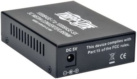 Tripp Lite Network Copper RJ45 Ethernet to Fiber SC Duplex Multimode Cable Extender Converter, 850nm Wavelength, Power Over Ethernet+, Gigabit, Extend 1800 Ft / 550 M, 2-Year Warranty (N785-001-SC-MM) Standard 850nm SC / Multimode
