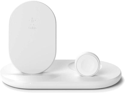 Belkin 3-in-1 Wireless Charger (Wireless Charging Station for iPhone, Apple Watch, AirPods) Wireless Charging Dock, iPhone Charging Dock, Apple Watch Charging Stand, White (WIZ001ttWH) White Charger