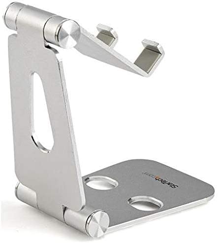 StarTech.com Phone and Tablet Stand - Foldable Universal Mobile Device Holder for Smartphones &amp; Tablets Adjustable Multi-Angle Ergonomic Cell Phone Stand for Desk Portable (USPTLSTND), 4in to 13in